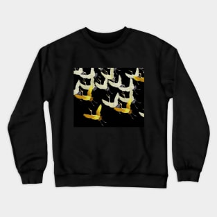 GOLD YELLOW WHITE FLYING CRANES IN BLACK Japanese Pattern Crewneck Sweatshirt